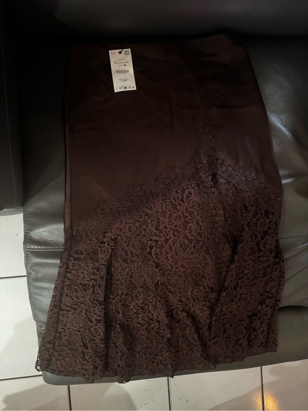 Zara Brown Lace-Trim Maxi Slip Skirt - Picture 8 of 8